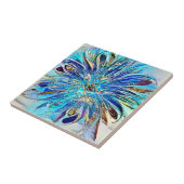 Een plastic van blauwe kleuren keramische tegel tegeltje (Zijkant)