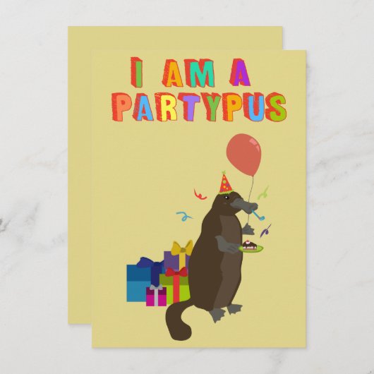 Een platypus die van feest houdt kaart (Voorkant / Achterkant)