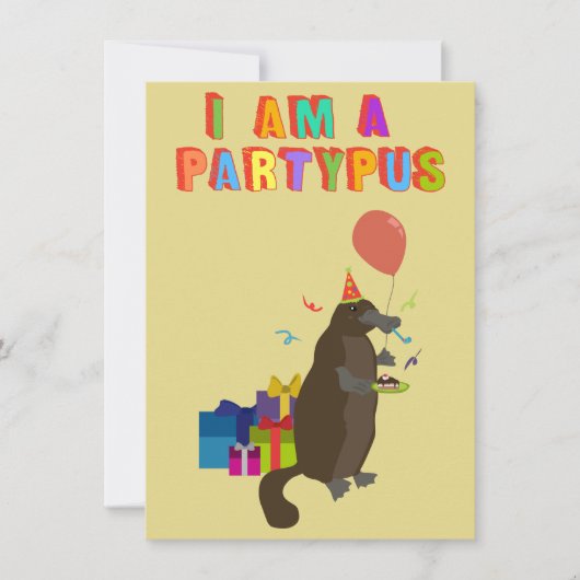 Een platypus die van feest houdt kaart (Voorkant)