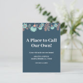 Een plek om onze eigen housewarming party floral t briefkaart (Staand voorkant)