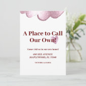 Een plek om onze eigen housewarming party glitter  kaart (Staand voorkant)