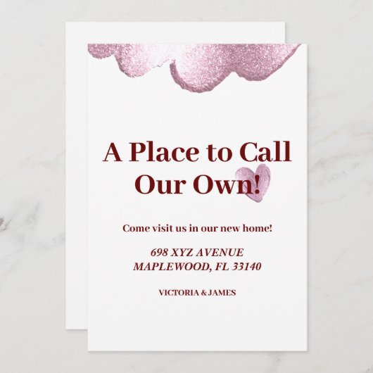 Een plek om onze eigen housewarming party glitter kaart (Voorkant / Achterkant)