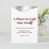 Een plek om onze eigen housewarming party glitter kaart (Staand voorkant)