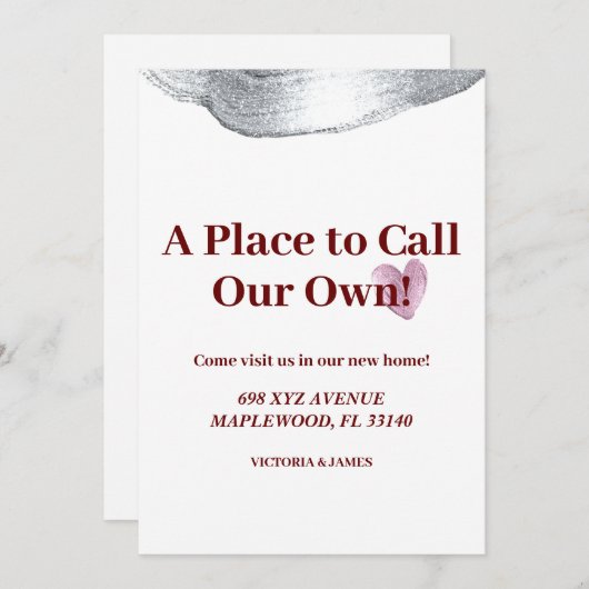 Een plek om onze eigen housewarming party glitter kaart (Voorkant / Achterkant)