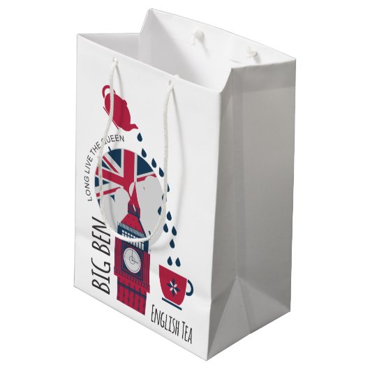 Een plek van Engelse thee Medium Cadeauzakje (Achterkant Gekanteld)