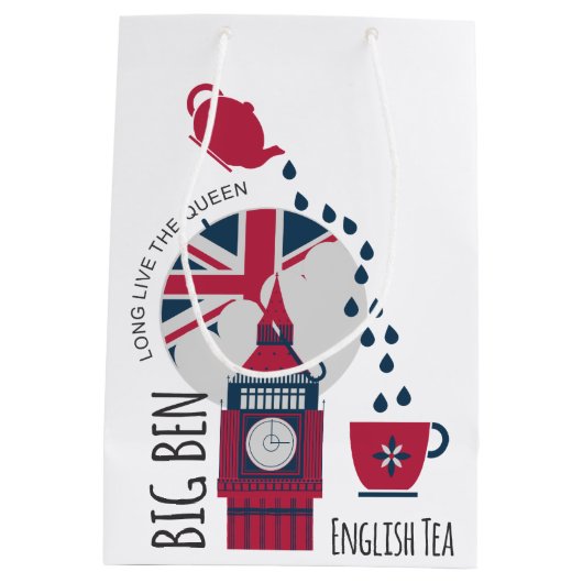 Een plek van Engelse thee Medium Cadeauzakje (Achterkant)