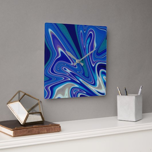 Een Plens Blauw Vierkante Klok (Kantoor)