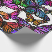 Een plons regenboogvlinders cadeaupapier (Hoek)
