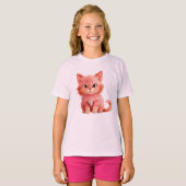 Een pluizig roze kitten t-shirt (Voorkant volledig)