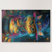 Een pluizige kat tovenaar legpuzzel (Horizontaal)