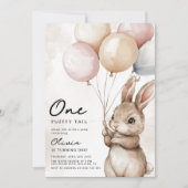 Een pluizige staart konijn 1e verjaardag kaart (Voorkant)