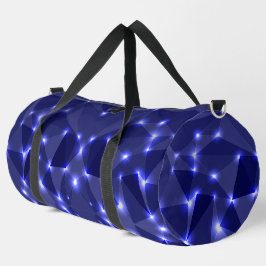 Een plunjezak met een blauw geometrisch ontwerp