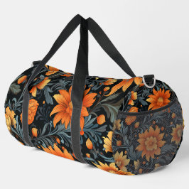 Een plunjezak met levendige oranje bloemen