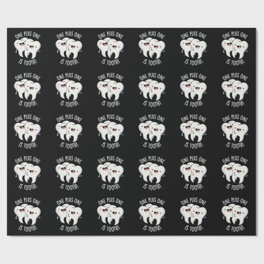 Een plus een tand is grappig tandheelkundige woord cadeaupapier (Vlak)