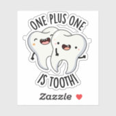 Een plus een tand is grappige tandheelkundige woor sticker (Vel)