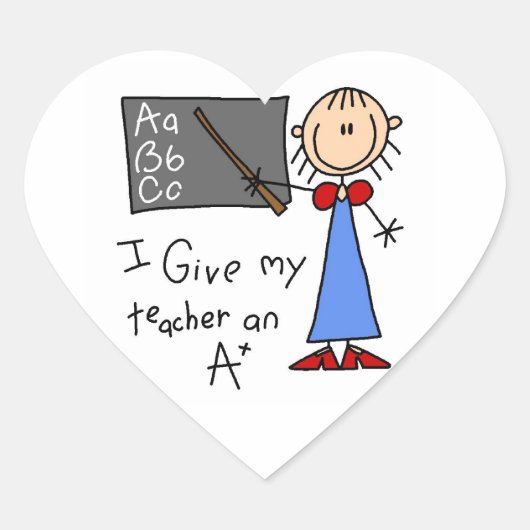 Een Plus Leraar Hart Sticker (Voorkant)