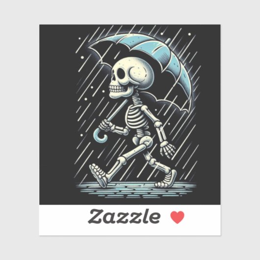 Een pluviofiel skelet in Parijs Sticker (Vel)