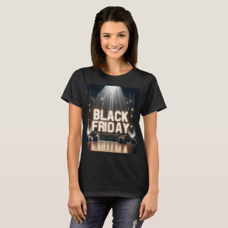 Een podium met een bordje waarop Black Friday staa T-shirt