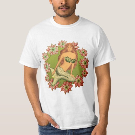 Een Poinsettia Zeemeermin T-shirt (Voorkant)