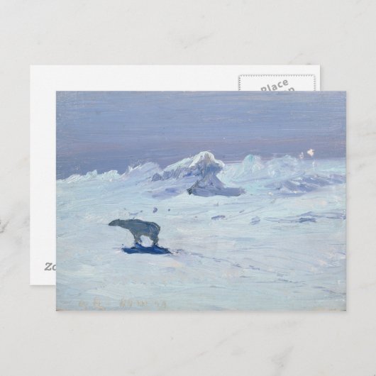Een Polair Beer jacht in Moonlit Night, 1899 Briefkaart (Voorkant / Achterkant)