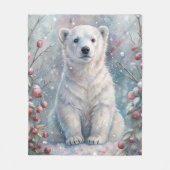 Een Polar Beer Cub in de winter Fleece Deken (Voorkant)