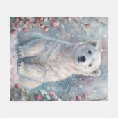 Een Polar Beer Cub in de winter Fleece Deken (Voorkant (Horizontaal))