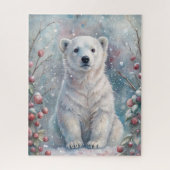 Een Polar Beer Cub in de winter Legpuzzel (Verticaal)