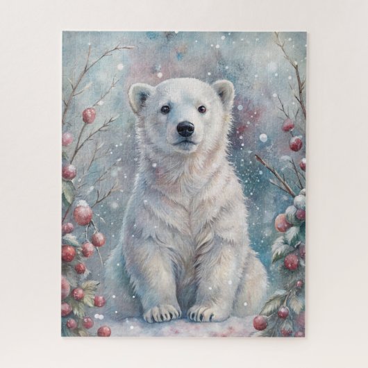 Een Polar Beer Cub in de winter Legpuzzel (Verticaal)
