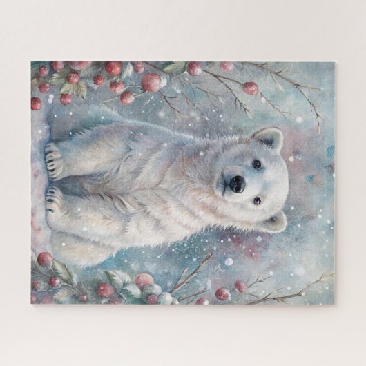 Een Polar Beer Cub in de winter Legpuzzel (Horizontaal)
