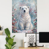 Een Polar Beer Cub in de winter Poster (Thuiskantoor)