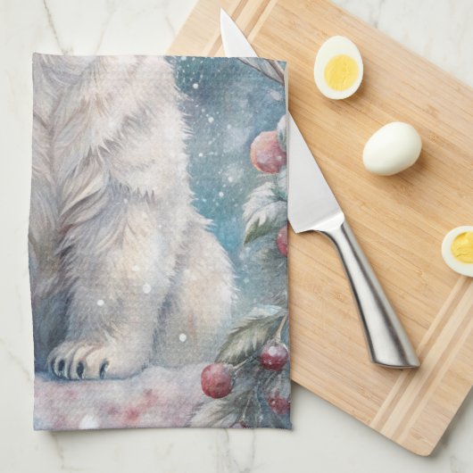 Een Polar Beer Cub in de winter Theedoek (Quarter Fold)