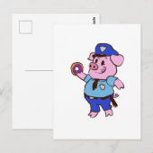 Een politieagent die een donut eet | Achterkleur k Briefkaart (Voorkant / Achterkant)