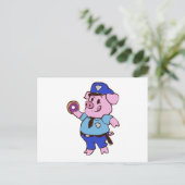 Een politieagent die een donut eet | Achterkleur k Briefkaart (Staand voorkant)