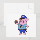 Een politieagent die een donut eet | Achterkleur k Briefkaart (Voorkant / Achterkant)
