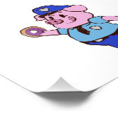 Een politieagent die een donut eet | Achterkleur k Foto Afdruk (Hoek)