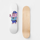 Een politieagent die een donut eet | Achterkleur k Persoonlijk Skateboard (Voorkant)