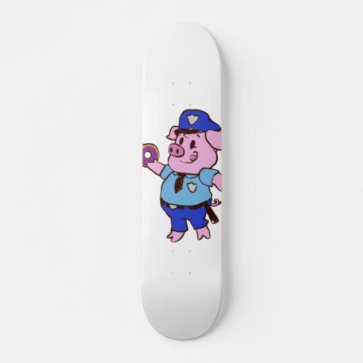 Een politieagent die een donut eet | Achterkleur k Persoonlijk Skateboard (Voorkant)