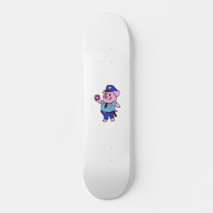 Een politieagent die een donut eet Achterkleur k Persoonlijk Skateboard