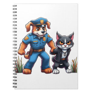 een politiehond en een gemene kat - humor notitieboek