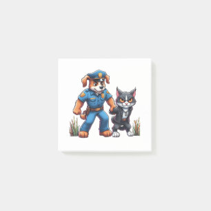 een politiehond en een gemene kat - humor post-it® notes