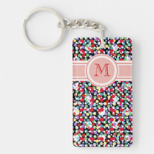 één polka dots girly monogram sleutelhanger