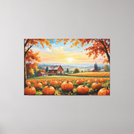 Een pompoen in een boerderij canvas afdruk