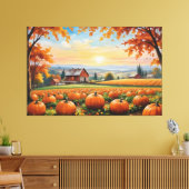 Een pompoen in een boerderij canvas afdruk (Insitu (Woonkamer))