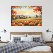 Een pompoen in een boerderij canvas afdruk (Insitu (Slaapkamer))
