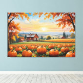 Een pompoen in een boerderij canvas afdruk (Insitu (Houten vloer))