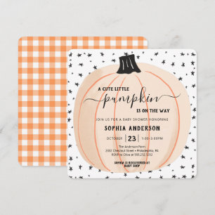 Een pompoen is onderweg naar Baby shower Halloween Kaart