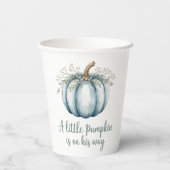 Een pompoen is onderweg naar het Baby shower Papieren Bekers (Achterkant)