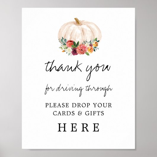 Een pompoenstation met Baby shower Kaarten en cade Poster (Voorkant)