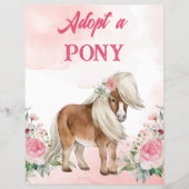 Een pony-teken roze bloemen schattig paard aanneme (Voorkant)