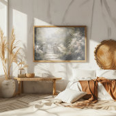 Een poort in een bos samen met bloemen poster